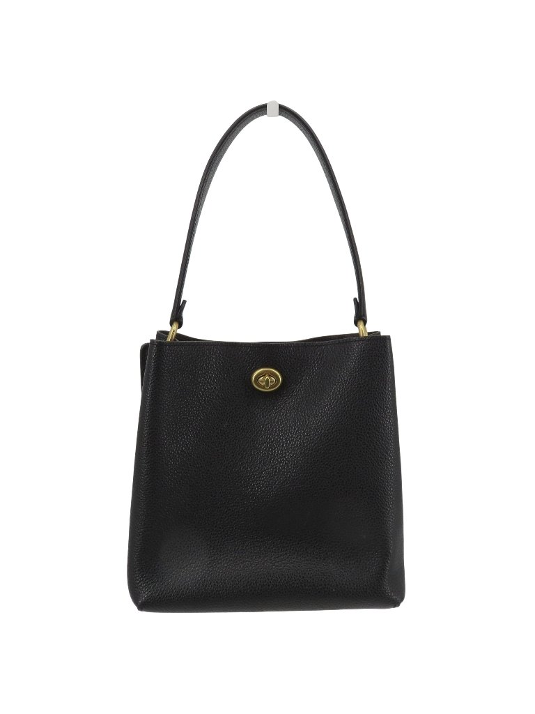 Coach Charlie Bucket Bag 89102 Black Pebbled Leather Top Handle Handbag Purse